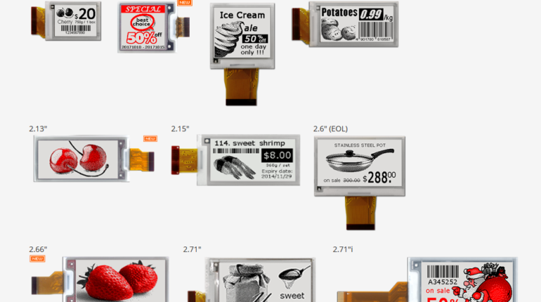 Eink paper display for Arduino - sizes
